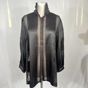 Sophie Hong Designer Silk Organza Button Down Blouse